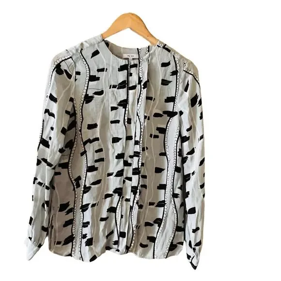 Reiss Sienna Snake Print Long Sleeve Top Size 4 Cream Multi - Picture 2 of 11